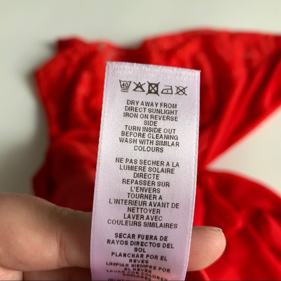 ASOS Red Lace Detail Dolman Sleeve Dress Size 2 - Picture 6 of 6